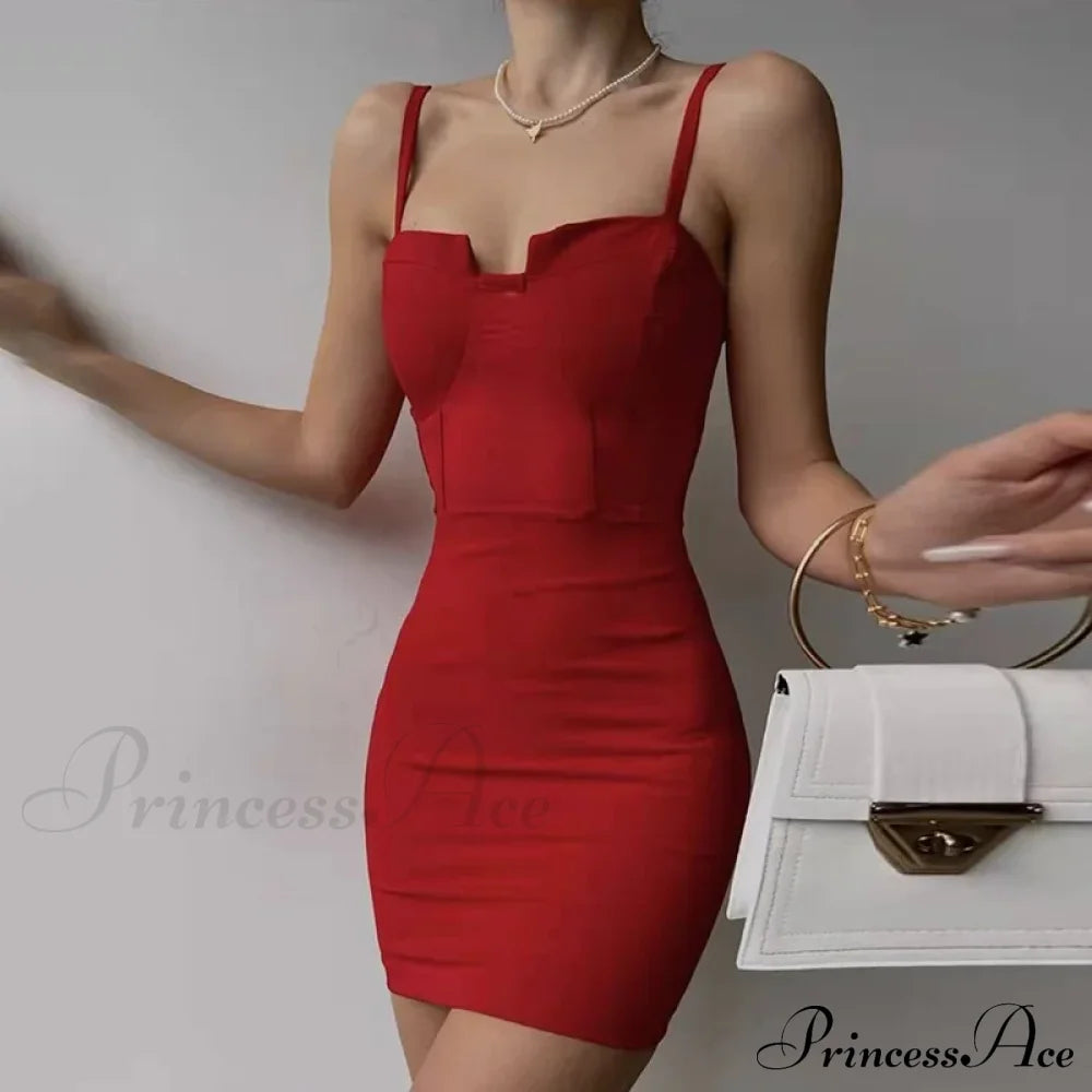 Fashion Elegant Patch Slim Fit Spaghetti Strap Backless Mini Dress image 4