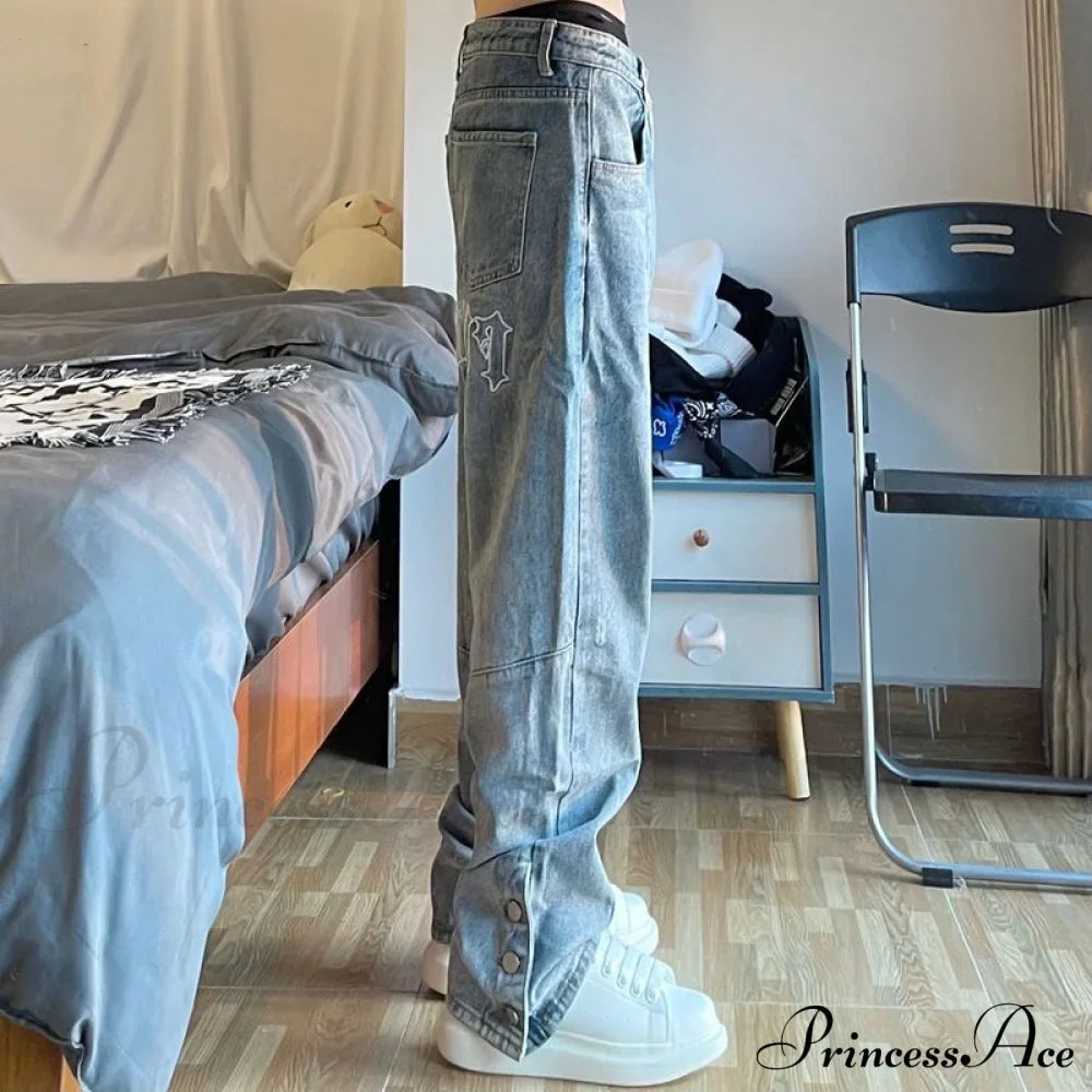 Fashion Letter Print Loose Jeans image 5