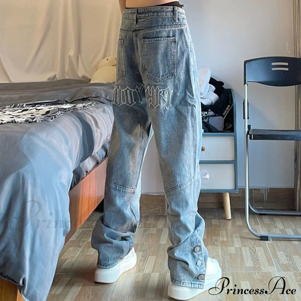 Fashion Letter Print Loose Jeans image 2