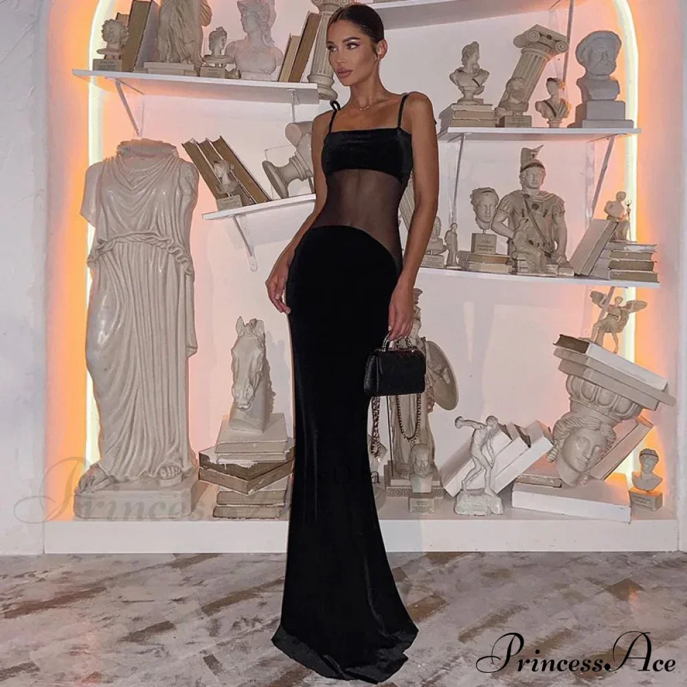 Fashion Mesh Sheer Sleeveless Backless Party Maxi Dress image 6