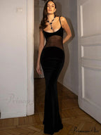 Fashion Mesh Sheer Sleeveless Backless Party Maxi Dress image 1