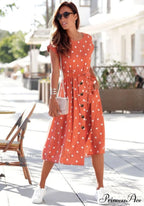 Fashion O Neck Print Polka Dot Dress image 2