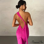 Fashion One Shoulder Elegant Long Sleeve Split Maxi Dress image 3