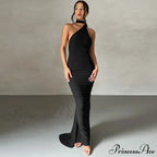 Fashion One Shoulder Elegant Long Sleeve Split Maxi Dress image 1