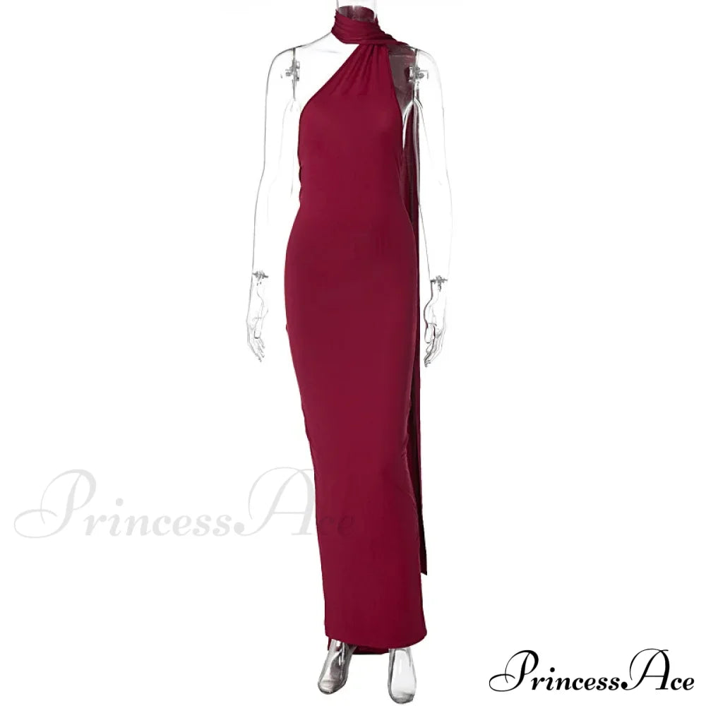 Fashion One Shoulder Elegant Long Sleeve Split Maxi Dress image 10