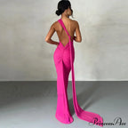 Fashion One Shoulder Elegant Long Sleeve Split Maxi Dress image 4