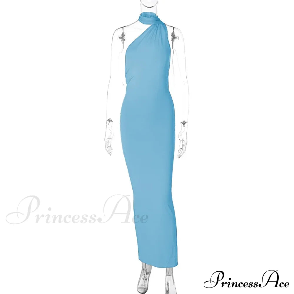 Fashion One Shoulder Elegant Long Sleeve Split Maxi Dress image 6