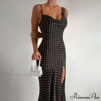 Fashion Polka Dots Draped Sexy Backless Maxi Dress image 2