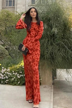 Fashion Print Fitted Crew Neck Maxi Dress image 4