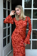 Fashion Print Fitted Crew Neck Maxi Dress image 1