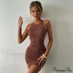 Fashion Ribbed Knitted Bandage Mini Dress image 1