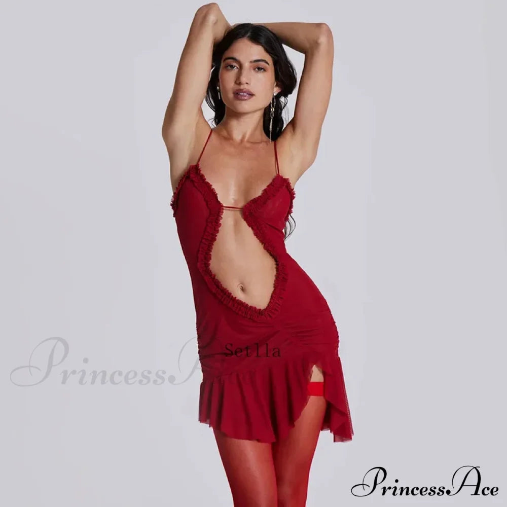Fashion Ruched Slip Cut Out Backless Mini Dress image 1