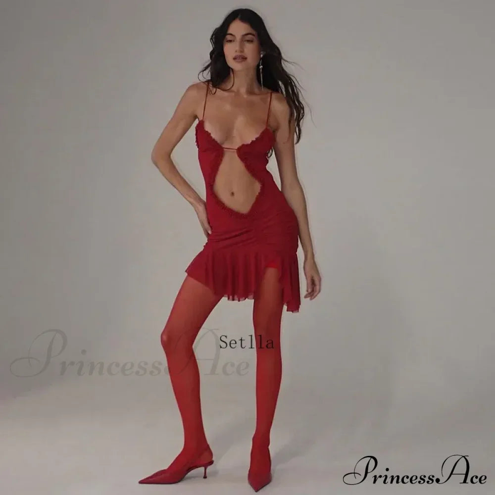 Fashion Ruched Slip Cut Out Backless Mini Dress image 3