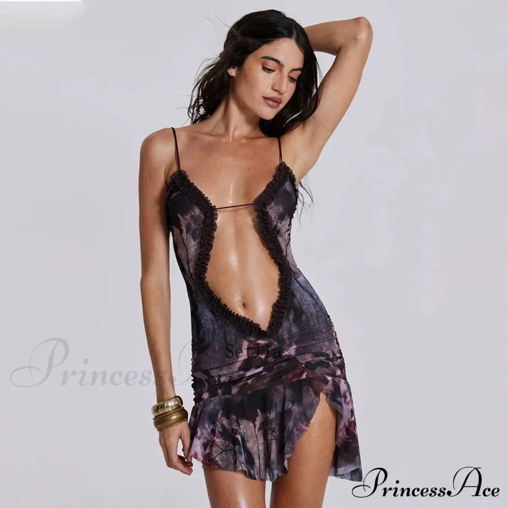 Fashion Ruched Slip Cut Out Backless Mini Dress image 5