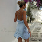 Fashion Sexy Backless Frill Hem Mini Dress image 2