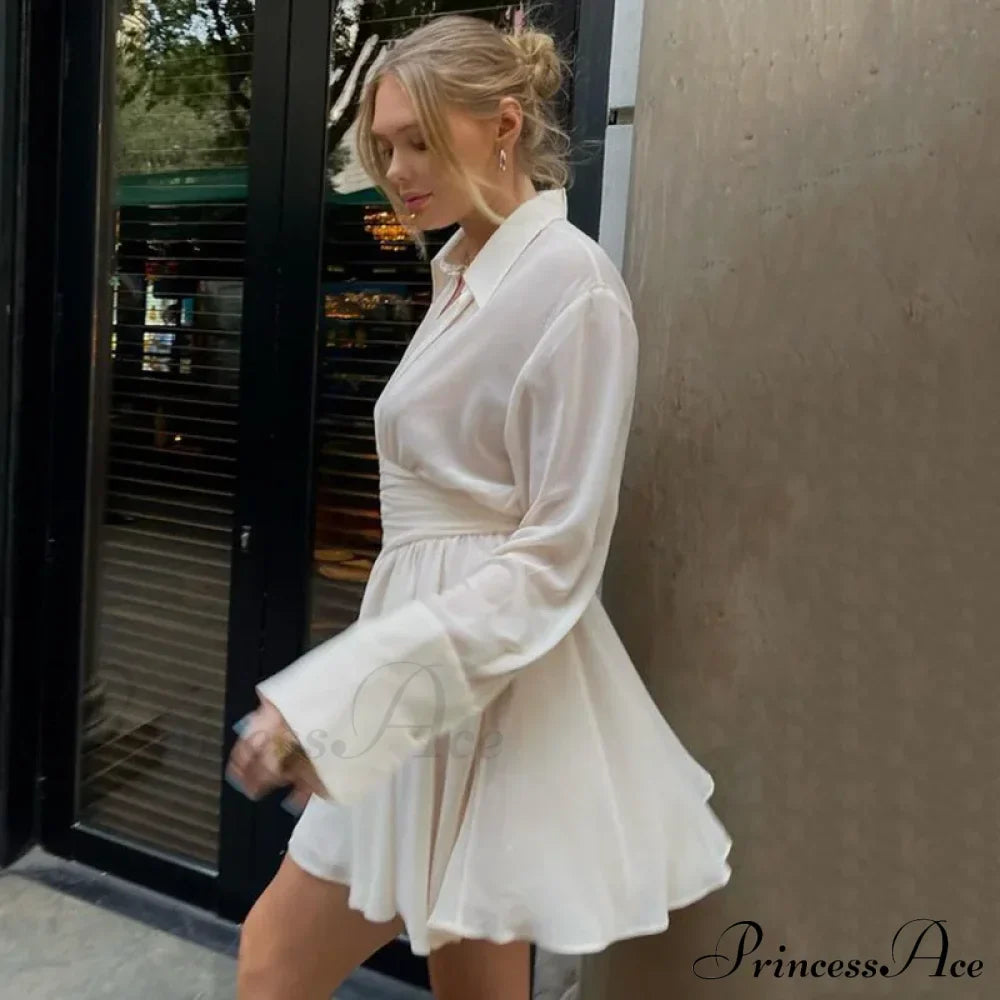 Single Breasted Pleated Sheer Mini Dress image 4