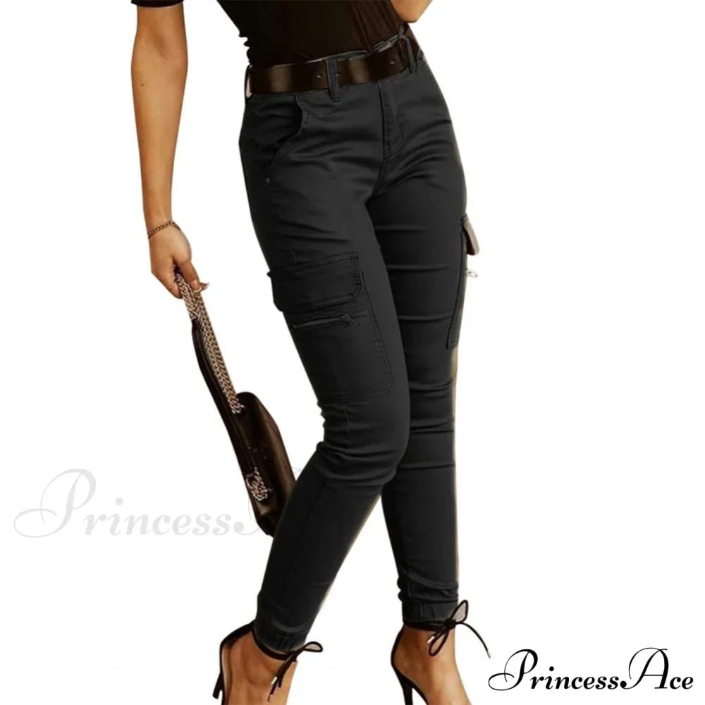 Fashion Solid Color Casual Pocket Button Zipper Slim Trousers image 4