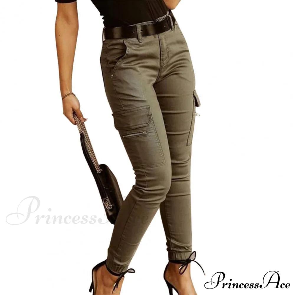 Fashion Solid Color Casual Pocket Button Zipper Slim Trousers image 6