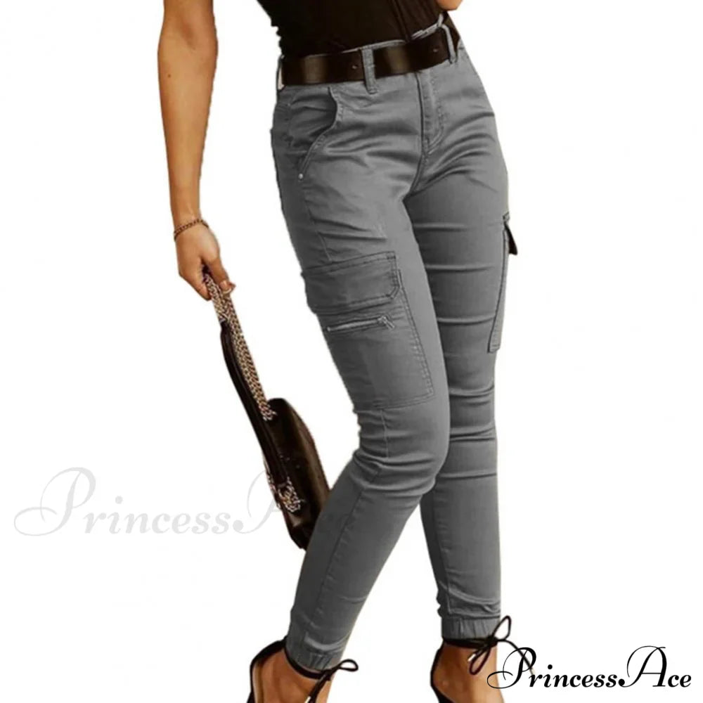 Fashion Solid Color Casual Pocket Button Zipper Slim Trousers image 5