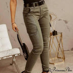 Fashion Solid Color Casual Pocket Button Zipper Slim Trousers image 1