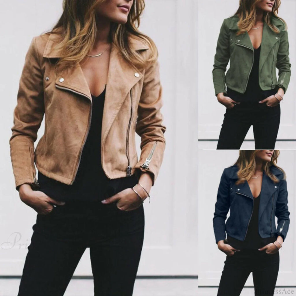 Fashion Solid Color Cool Zipper Jacket image 4