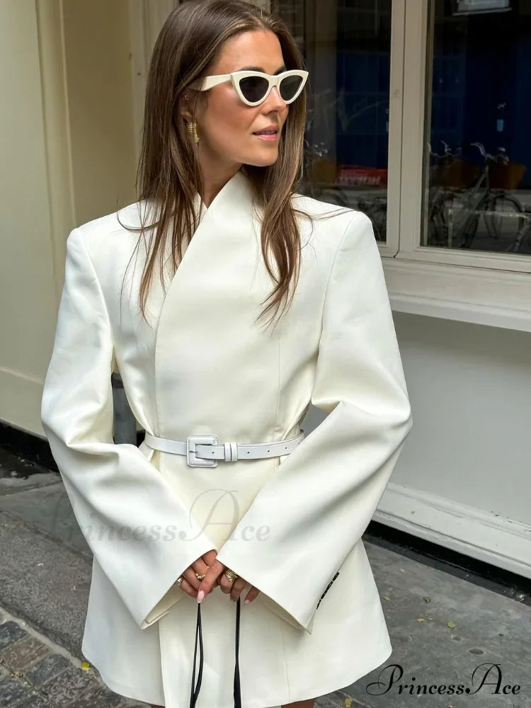 Fashion Solid Stand Collar Loose Long Shoulder Pads Full Sleeves Chic Stylish Coat image 1
