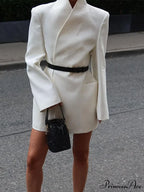 Fashion Solid Stand Collar Loose Long Shoulder Pads Full Sleeves Chic Stylish Coat image 3