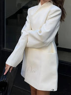 Fashion Solid Stand Collar Loose Long Shoulder Pads Full Sleeves Chic Stylish Coat image 5