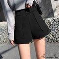 Fashion Solid Wide Leg Woolen Shorts image 8