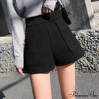 Fashion Solid Wide Leg Woolen Shorts image 8