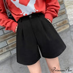 Fashion Solid Wide Leg Woolen Shorts image 4