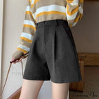 Fashion Solid Wide Leg Woolen Shorts image 10