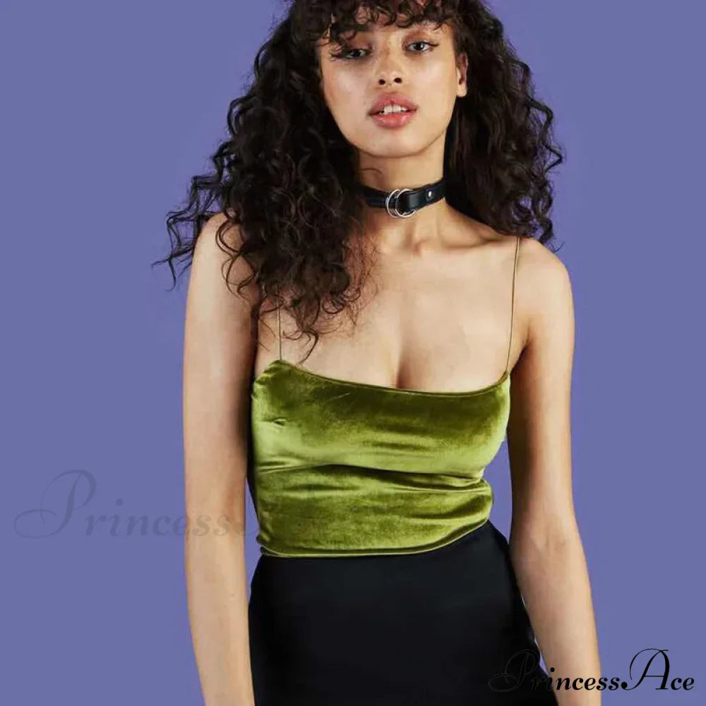 Fashion Spaghetti Straps Velvet Short Crop Sexy Boob Tube Bustier Brief Tank top image 1
