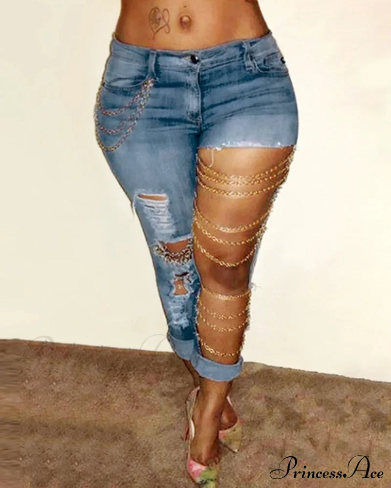 Vintage Ripped High Waist Skinny Jeans image 1