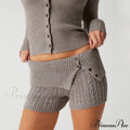 Fashion Summer Pajama Solid Color Button Cuff Cable Knit Lounge Bottoms Short image 1