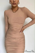 Fashionable Autumn Winter Sexy Elegant Solid Long Sleeve Mini Bodycon Dress image 7