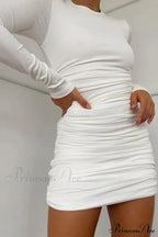 Fashionable Autumn Winter Sexy Elegant Solid Long Sleeve Mini Bodycon Dress image 5