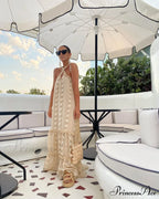 Fashionable neck floral floor sweeping cake dress image 4