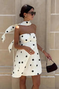 Fashionable Polka Dot Strapless Mini Dress image 1