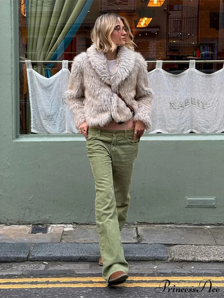 Fashionable Warm Solid Faux Fur Elegant Stand Collar Long Sleeves Cozy Chic Coat image 5