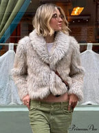 Fashionable Warm Solid Faux Fur Elegant Stand Collar Long Sleeves Cozy Chic Coat image 1