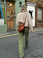 Fashionable Warm Solid Faux Fur Elegant Stand Collar Long Sleeves Cozy Chic Coat image 6