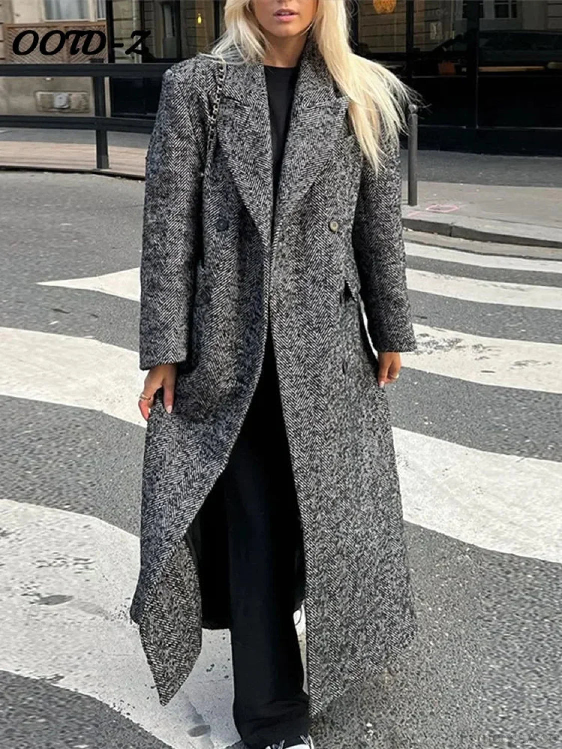 Faux Fur Lace-Up Patchwork Overcoat image 1