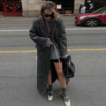 Faux Fur Lace-Up Patchwork Overcoat image 7