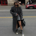 Faux Fur Lace-Up Patchwork Overcoat image 7