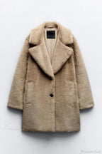 Faux Fur Lapel Long Sleeve Warm Overcoat image 3