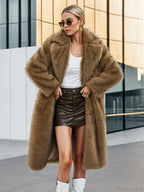 Faux Fur Lapel Loose Long Sleeve Overcoat image 1