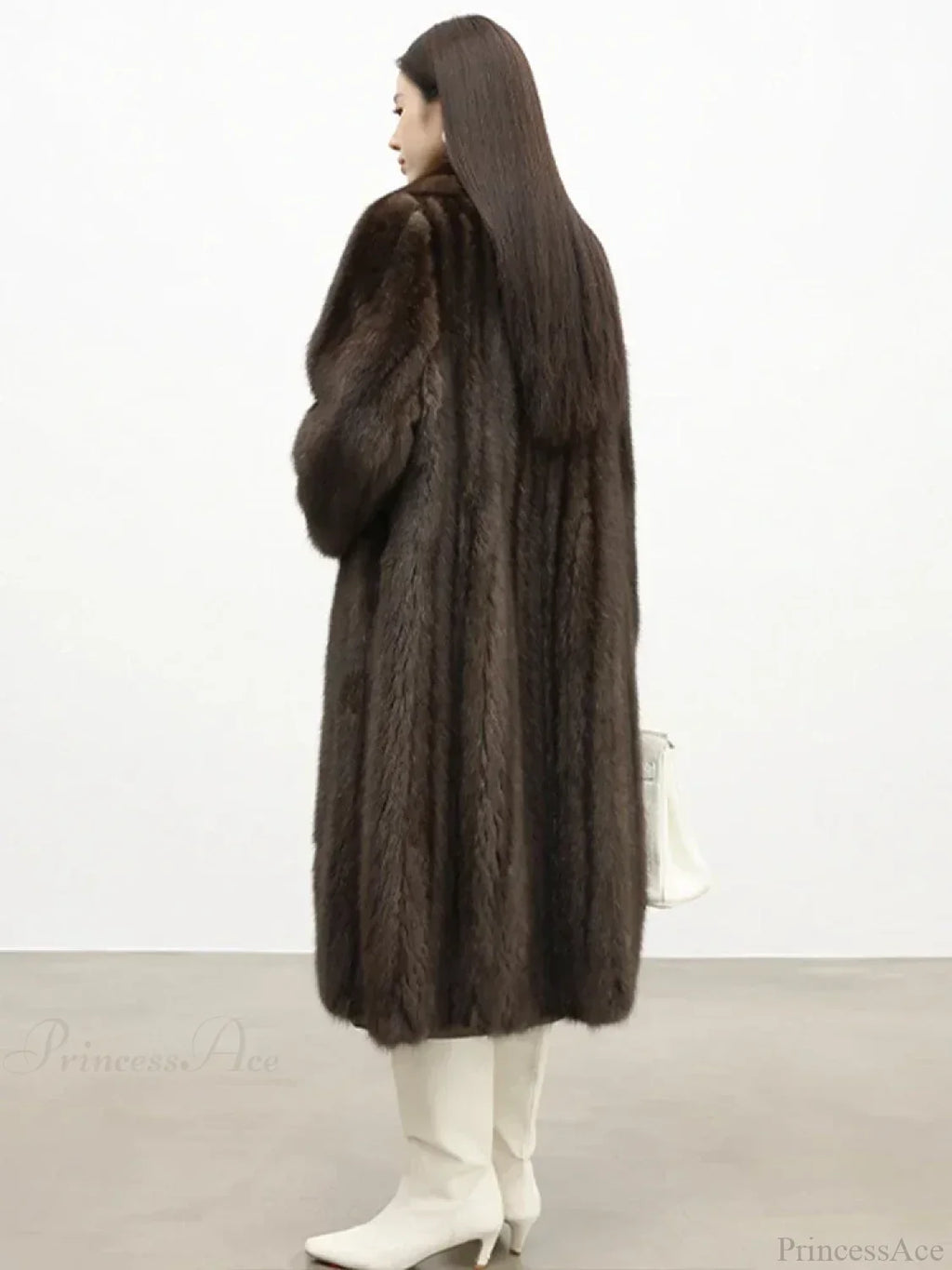 Faux Fur Lapel Pit Fabric Drape Overcoat image 3