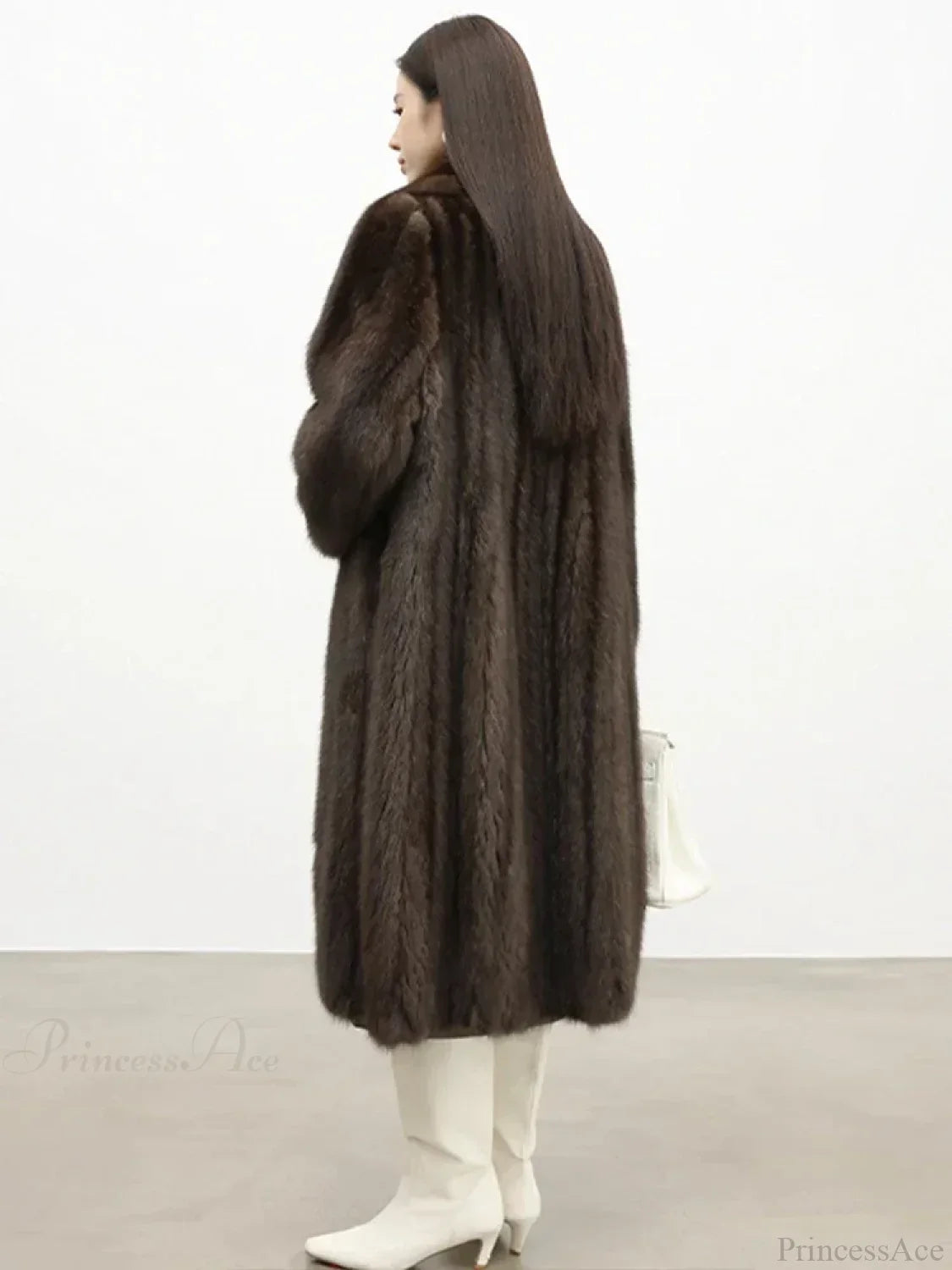Faux Fur Lapel Pit Fabric Drape Overcoat image 3