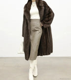 Faux Fur Lapel Pit Fabric Drape Overcoat image 1